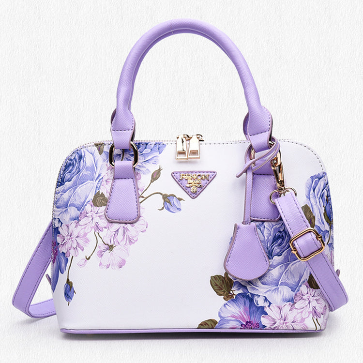 Elegant Cross Body Floral Print Faux Leather Handbag - Walmel