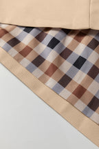 Parchment Plaid Liner Patchwork Single Breasted Trench Coat