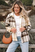 Multicolour Plaid Patchwork Side Pockets Buttoned Shacket