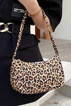 Coffee Leopard Printed Minimalist Shoulder Bag