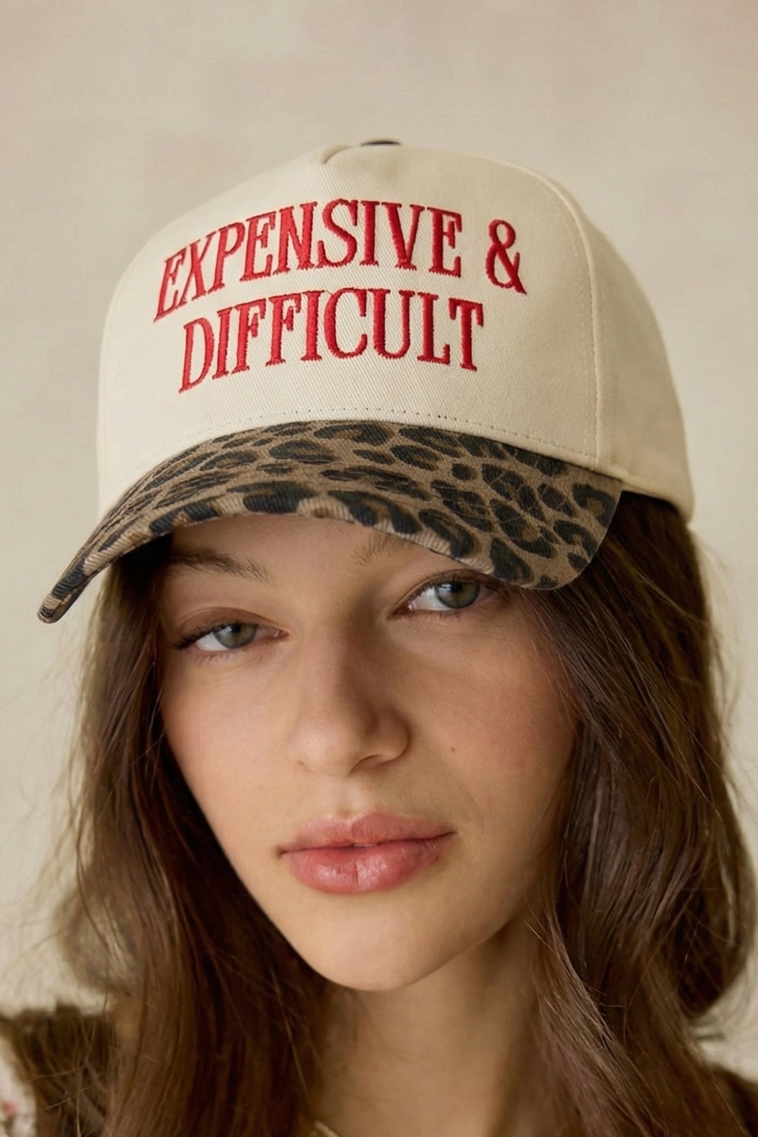 Red Dahlia EXPENSIVE & DIFFICULT Leopard Contrast Brim Cap