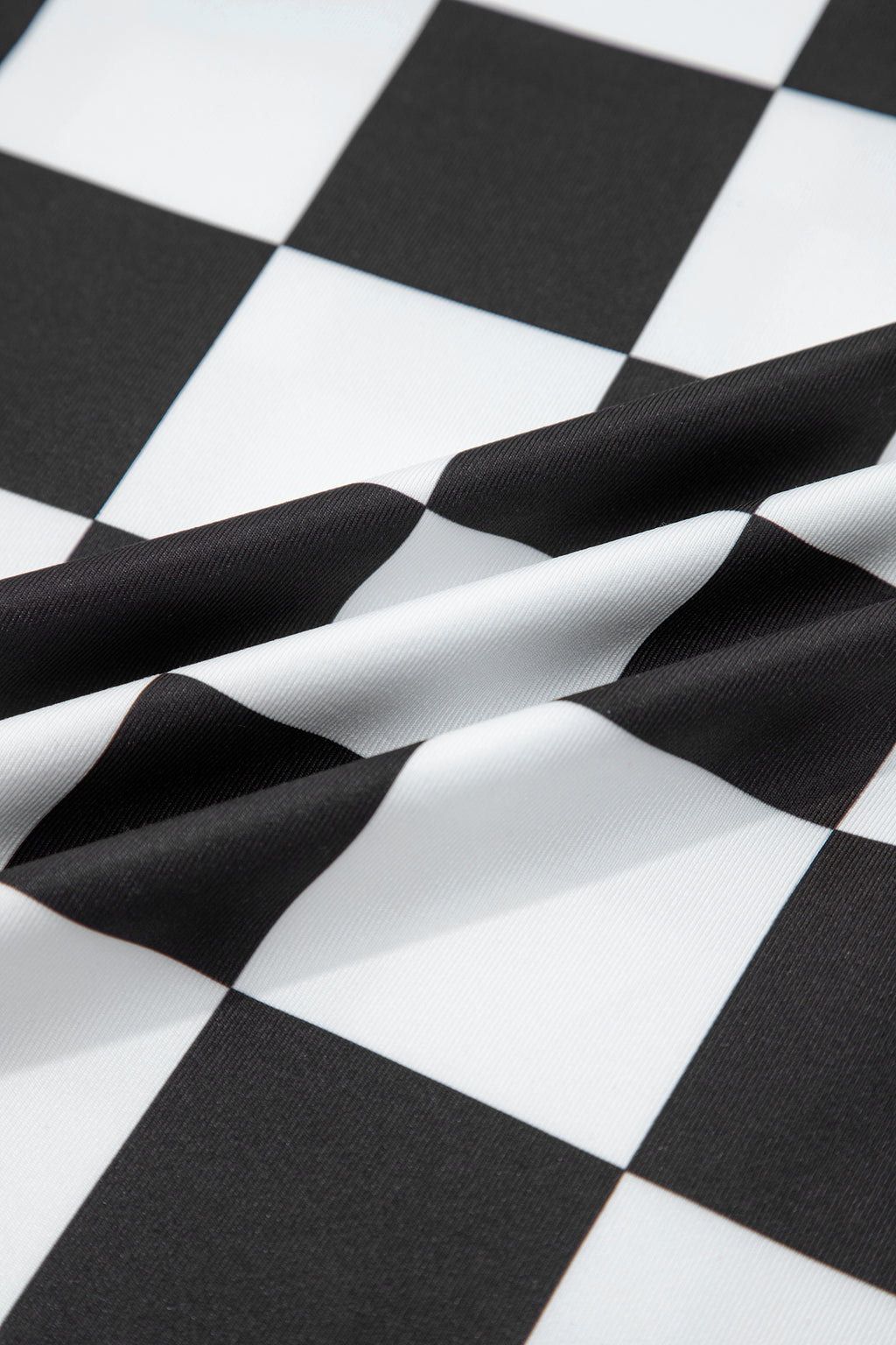 Black Checkerboard Printed Slim Tank Top
