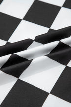 Black Checkerboard Printed Slim Tank Top