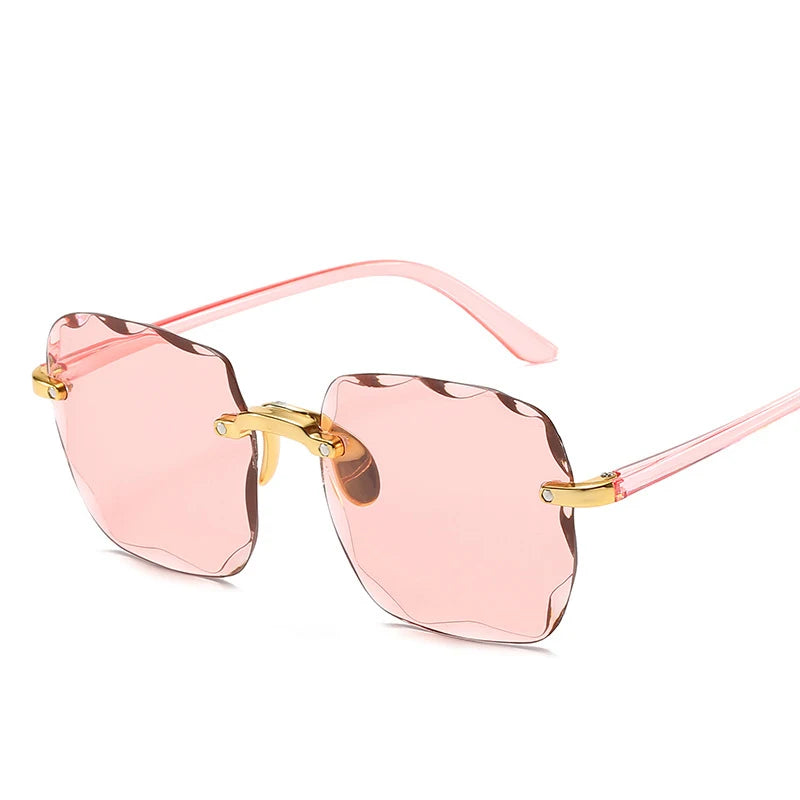 Men UV400 Shades Oculos Rimless Sunglasses