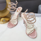 Crystal Diamond Ankle Strap Thin High