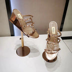 Chunky Leather Rivets High heels