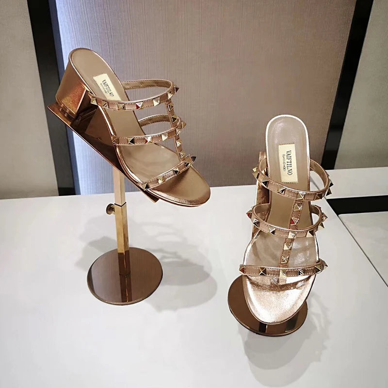 Chunky Leather Rivets High heels