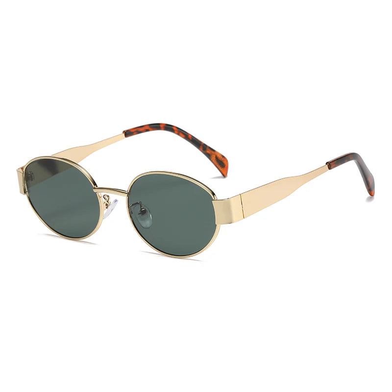 Small Metal Frame Oval Sunglasses For Women