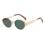 Small Metal Frame Oval Sunglasses For Women