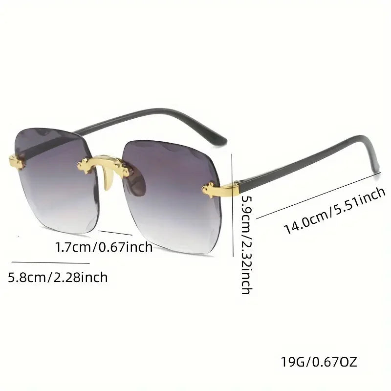 Men UV400 Shades Oculos Rimless Sunglasses
