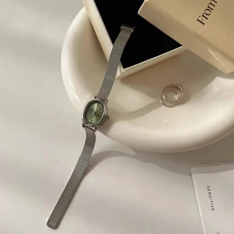 Small Oval Dial Green Watch