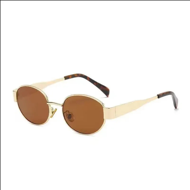 Small Metal Frame Oval Sunglasses For Women