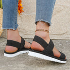 Pure Black Shoelace Flat Sandals
