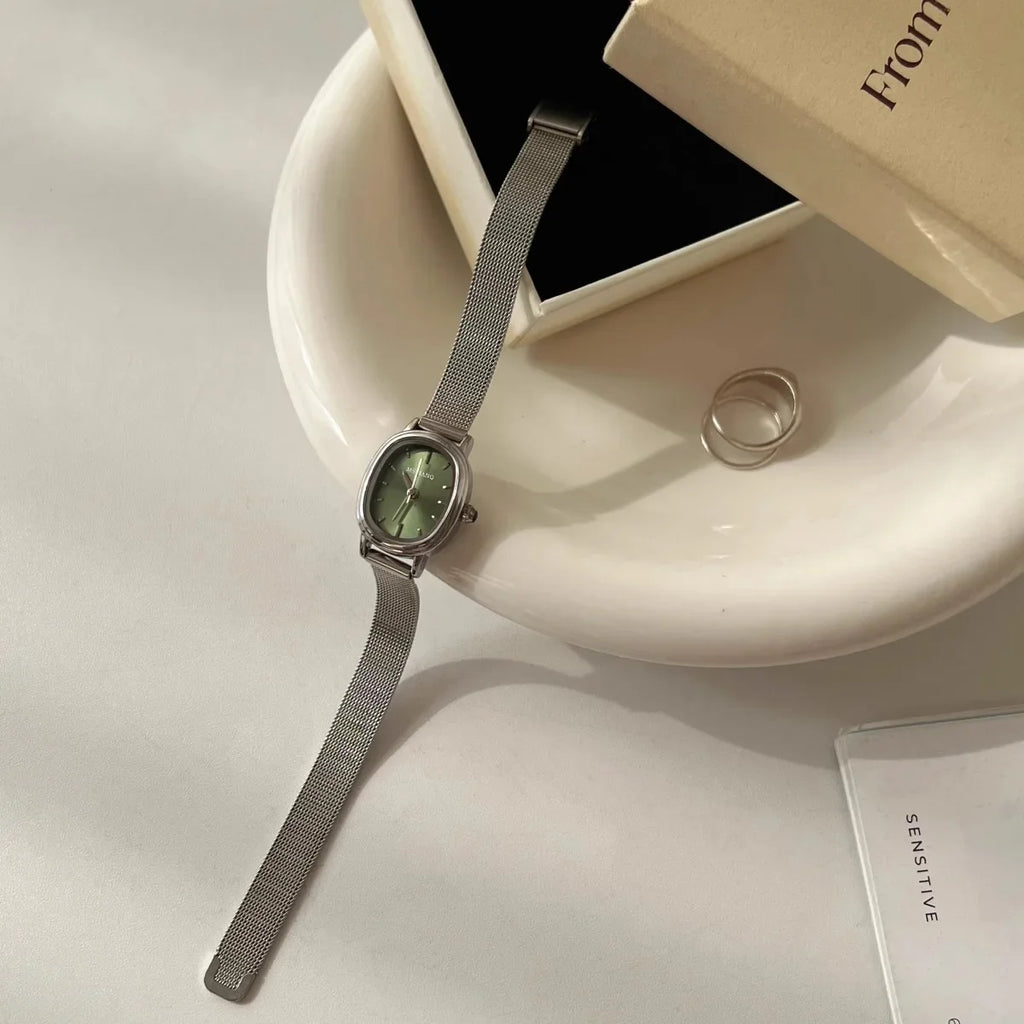 Small Oval Dial Green Watch