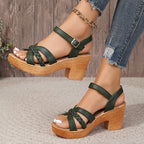 Women Braided Platform High Heel Sandals