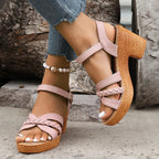 Women Braided Platform High Heel Sandals