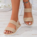 Pure Black Shoelace Flat Sandals