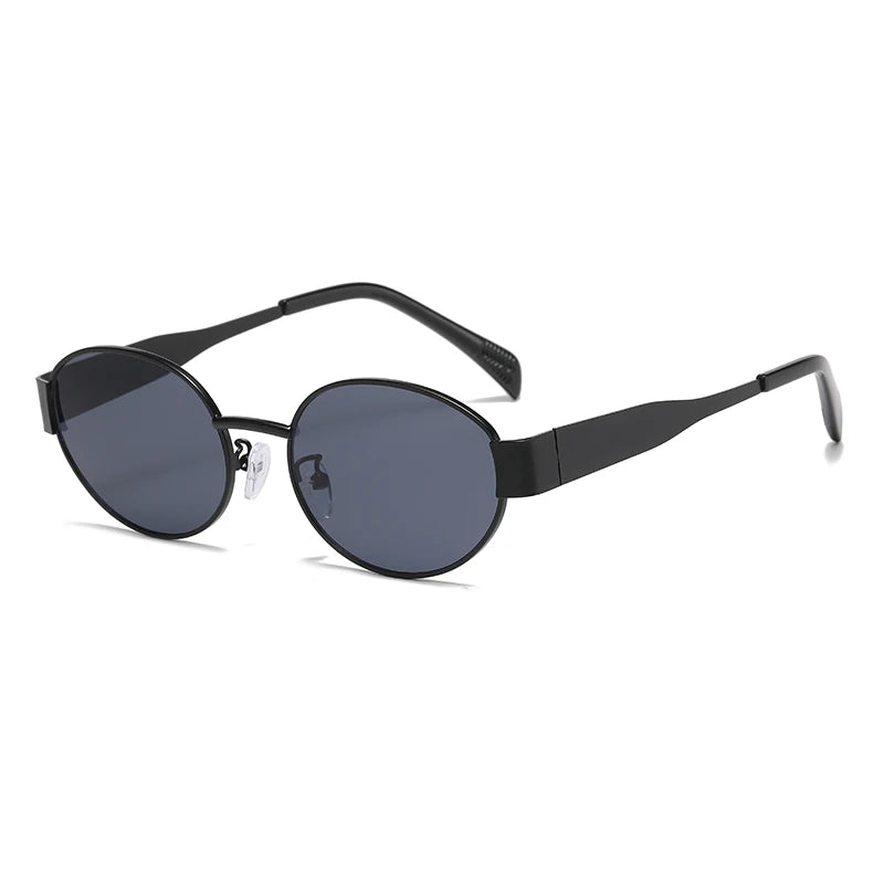 Small Metal Frame Oval Sunglasses For Women