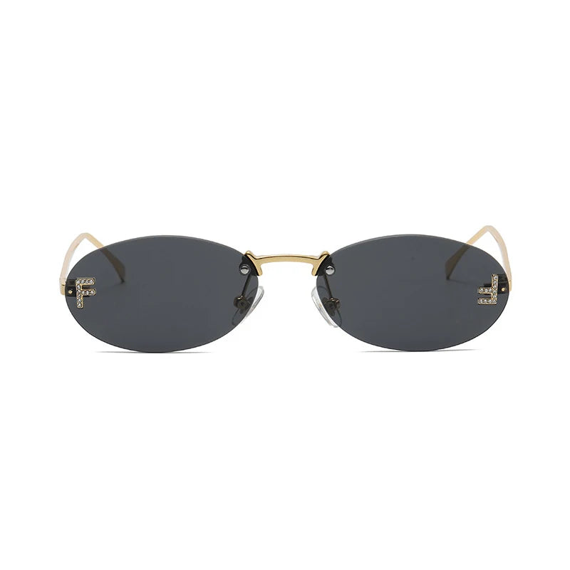 Fashion Rimless Oval UV400 Sunglasses