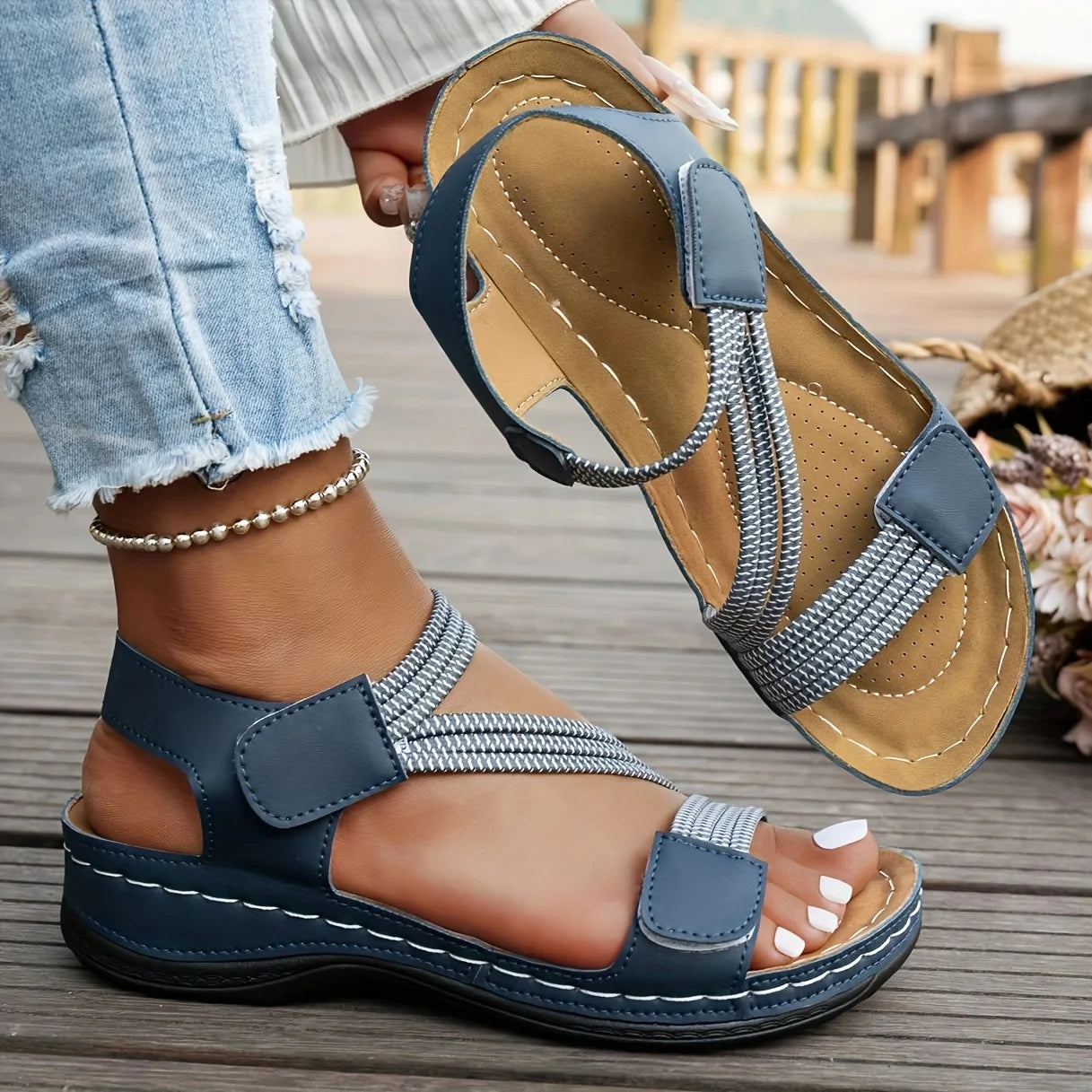 Simple Solid Color Wedge Sandals,