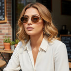 Small Metal Frame Oval Sunglasses For Women