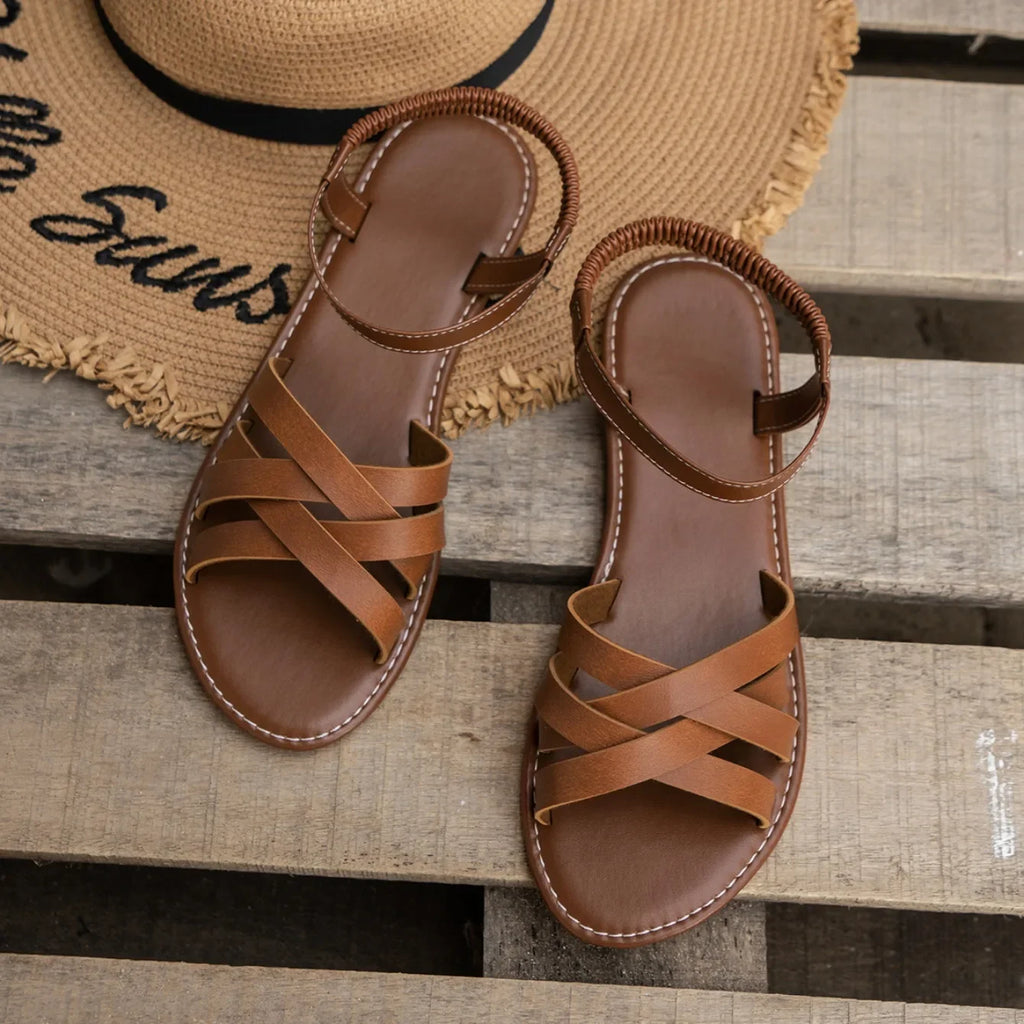 Women's Roman Strap Flat Sandals, Non-Slip Sole