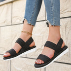 Pure Black Shoelace Flat Sandals