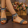Back Zipper Bohemian Flat Shoes