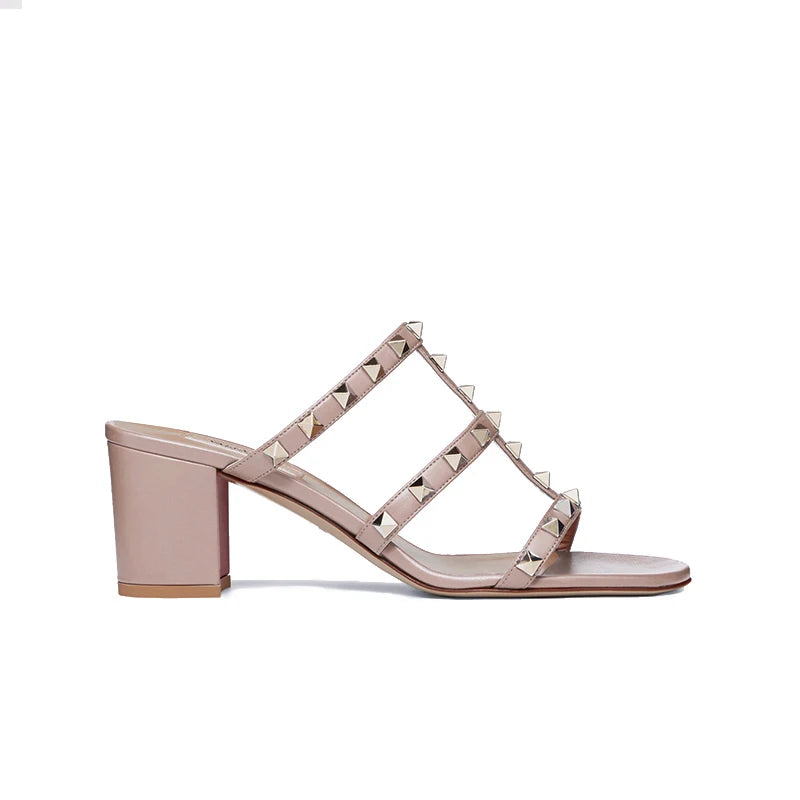 Chunky Leather Rivets High heels