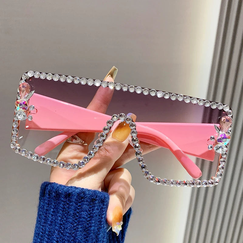 Large Frame Diamond-set Sunglasses