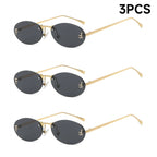 Fashion Rimless Oval UV400 Sunglasses