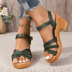Women Braided Platform High Heel Sandals