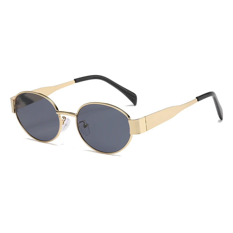 Small Metal Frame Oval Sunglasses For Women