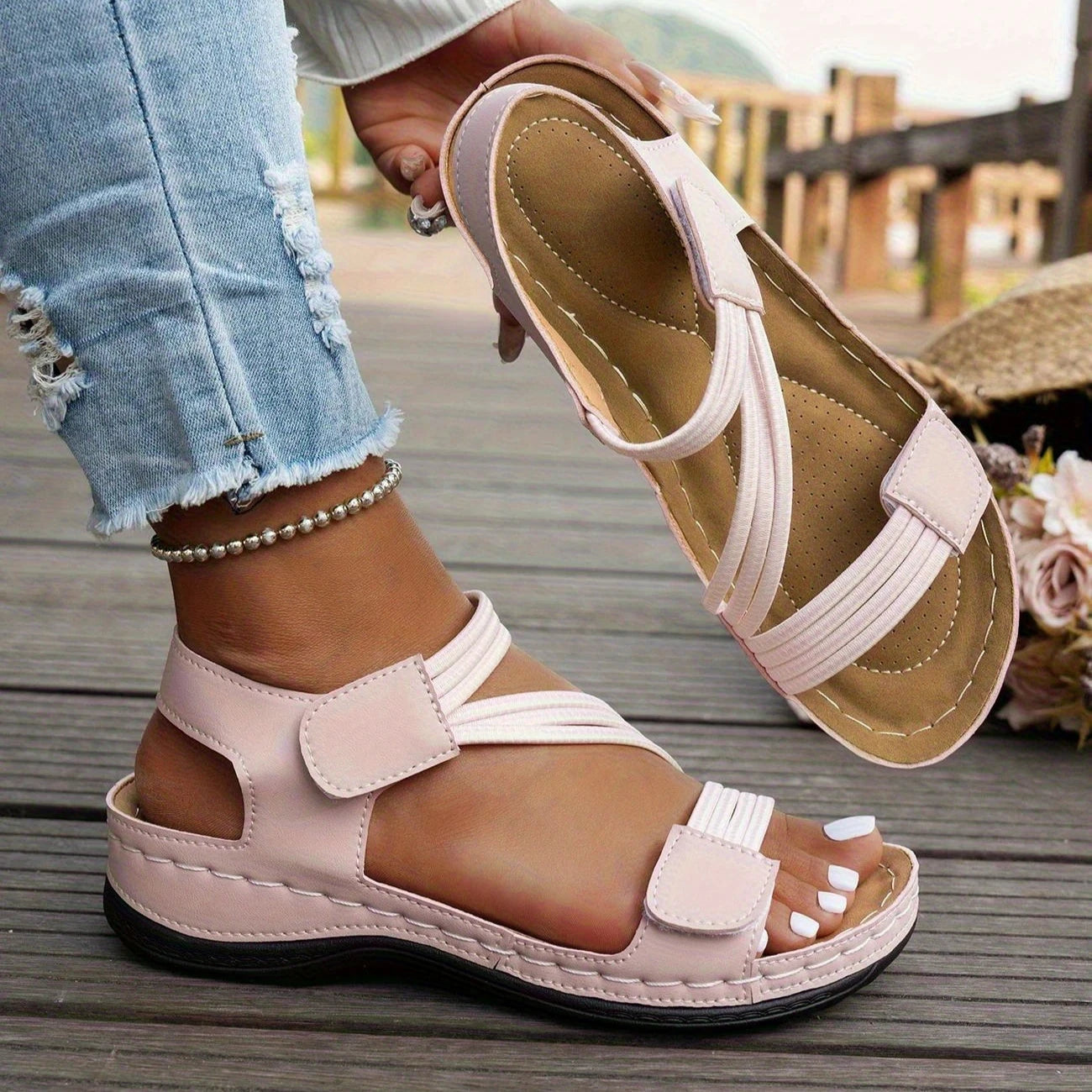 Simple Solid Color Wedge Sandals,