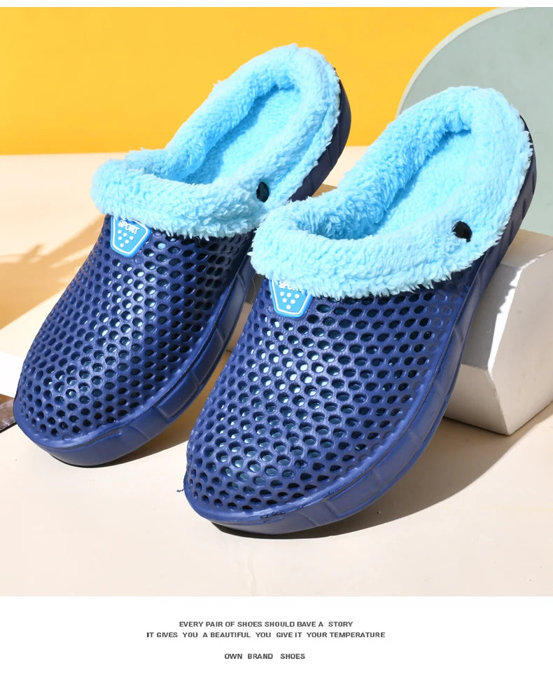 Winter Warm Plus Velvet Thickened Clogs Mule Shoes