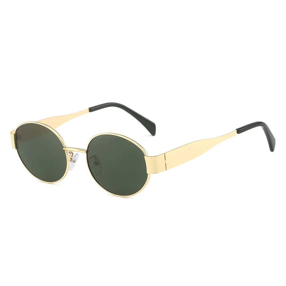 Small Metal Frame Oval Sunglasses For Women