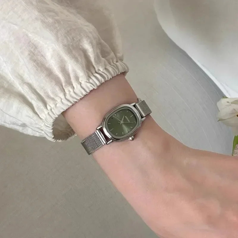 Small Oval Dial Green Watch
