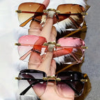 Men UV400 Shades Oculos Rimless Sunglasses