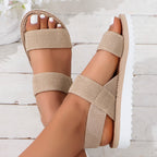 Pure Black Shoelace Flat Sandals