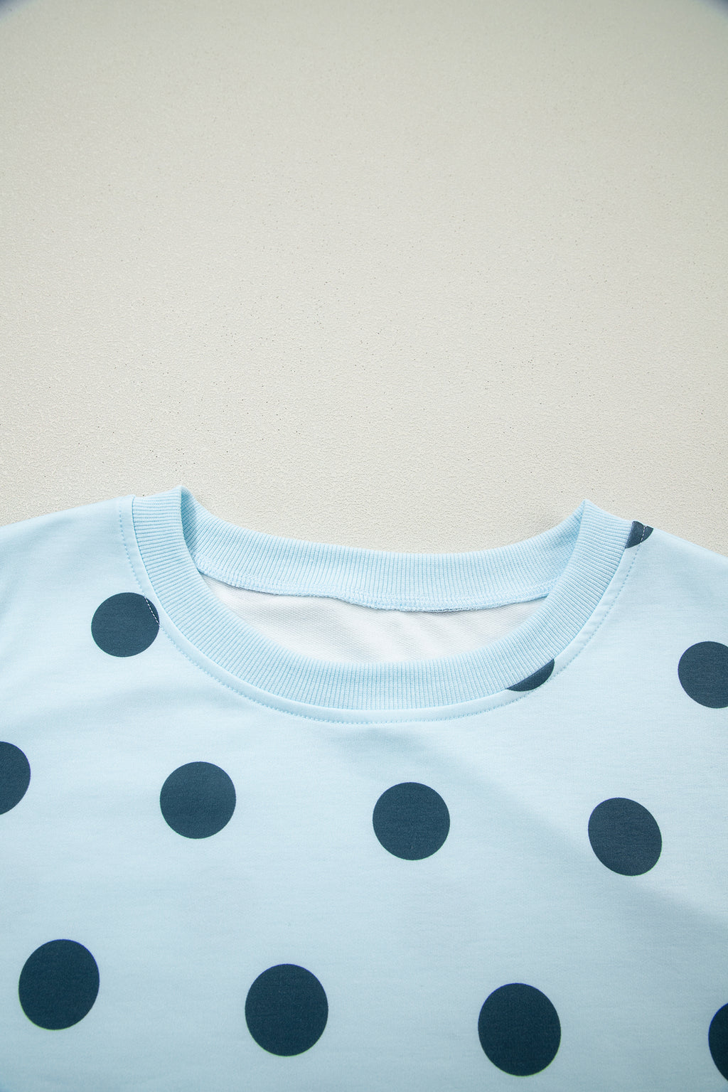 Sky Blue Ribbed Trim Polka Dot Print Tank Split Mini Skort 2pcs Set