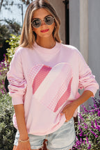 Light Pink Sweetheart Patchwork Oversize Sweatshirt