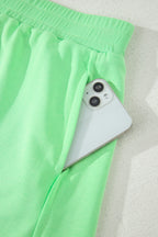 Green Slim Tank Top Elastic Waist Mini Skort 2pcs Outfit
