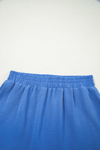 Sky Blue Solid Color Elastic Waist Casual Skort