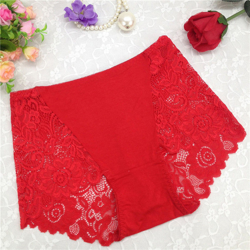 Low Waist Lace Floral Print Seamless Underwear - Walmel