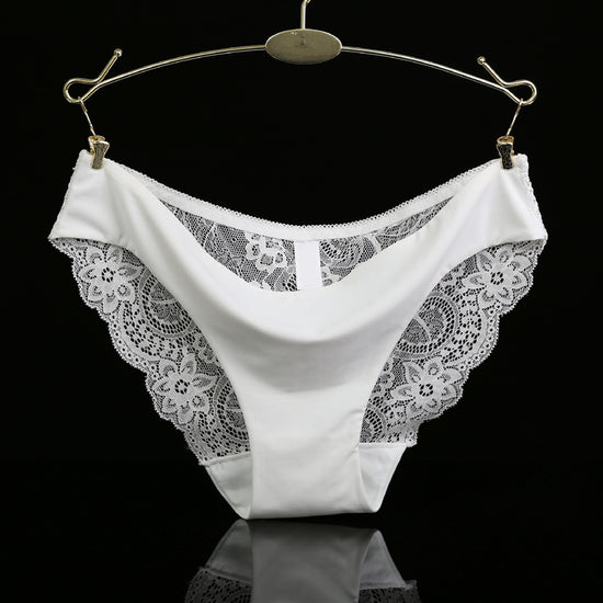 Low Waist Lace Floral Print Seamless Underwear - Walmel