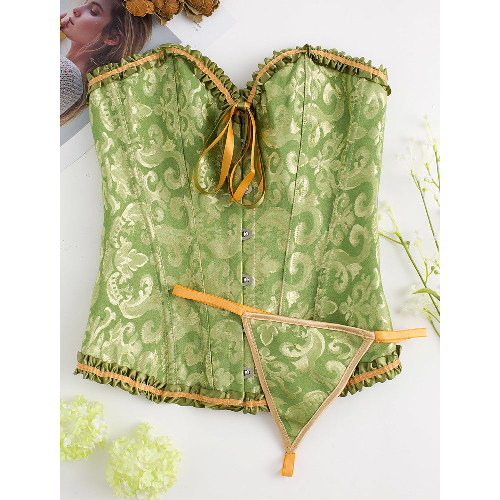 Women's Lace Up Overbust Corset-Lingerie-Walmel