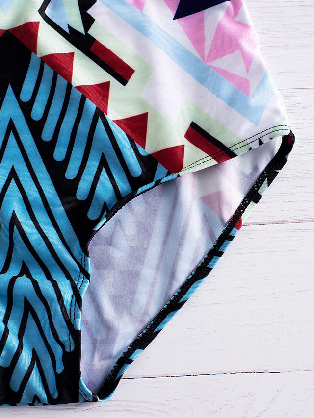 Women's Boho Halter Neck Blue Red Crop Top High Waist Bikini Swimwear-Swimwear-Walmel