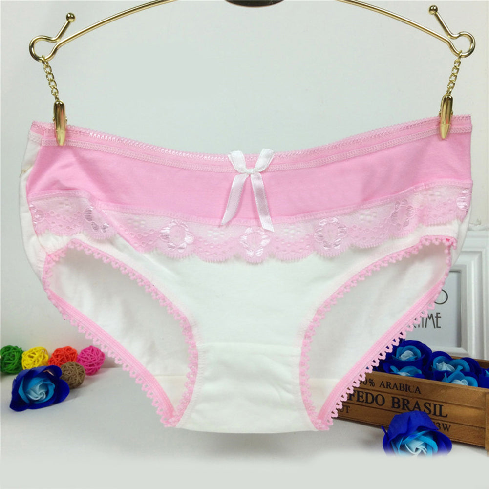 Girls' Briefs Soft Lace Trim Cute Bowknot Underwear - Walmel