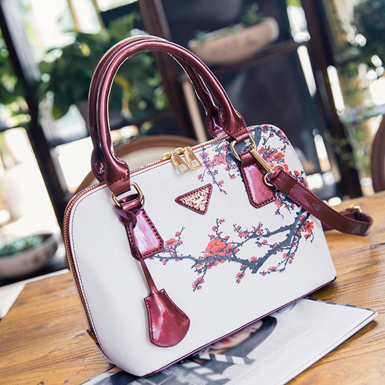 Elegant Cross Body Floral Print Faux Leather Handbag - Walmel