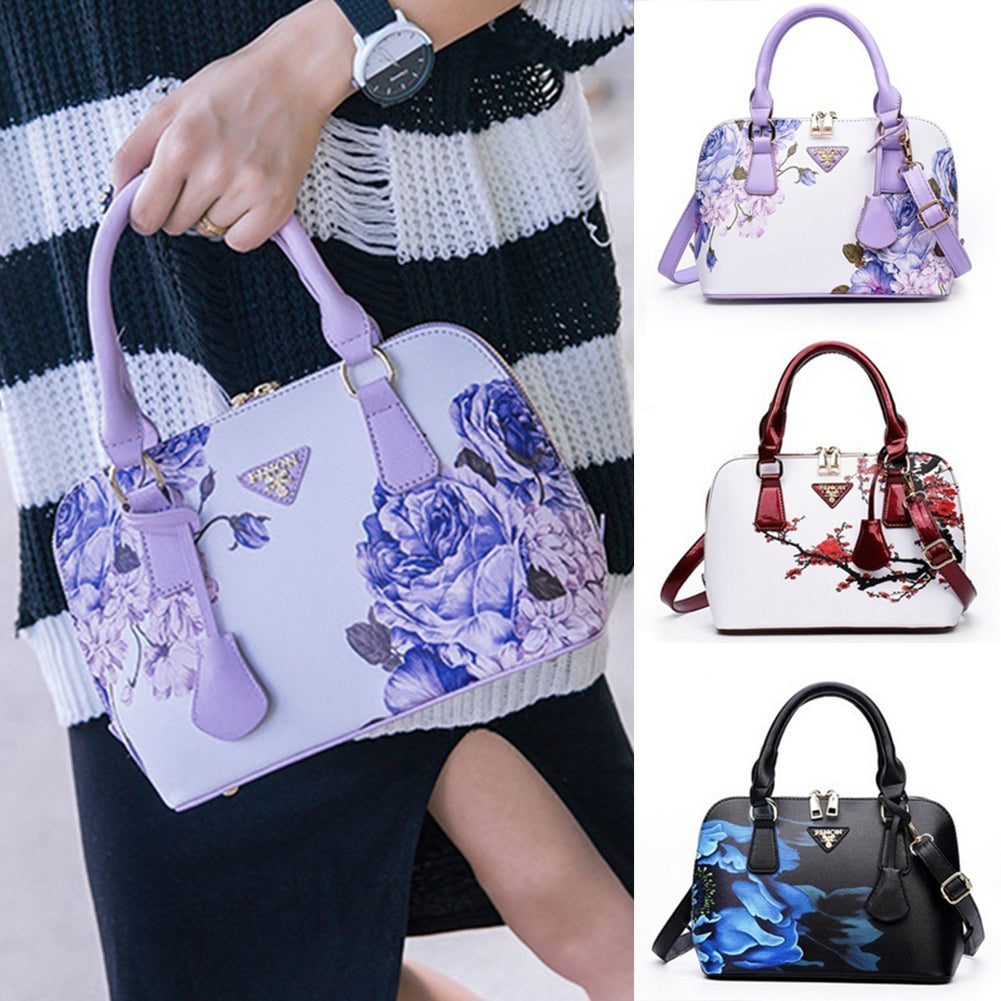 Elegant Cross Body Floral Print Faux Leather Handbag - Walmel